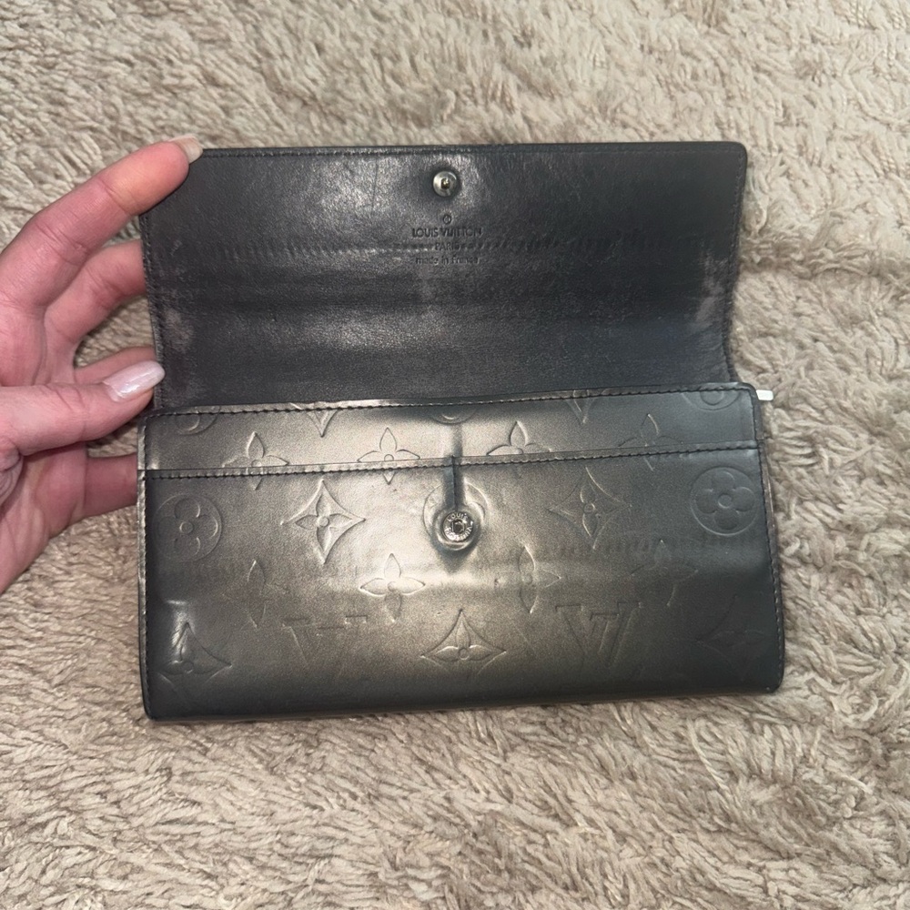 Louis Vuitton Metallic Gray Monogram Patent Wallet